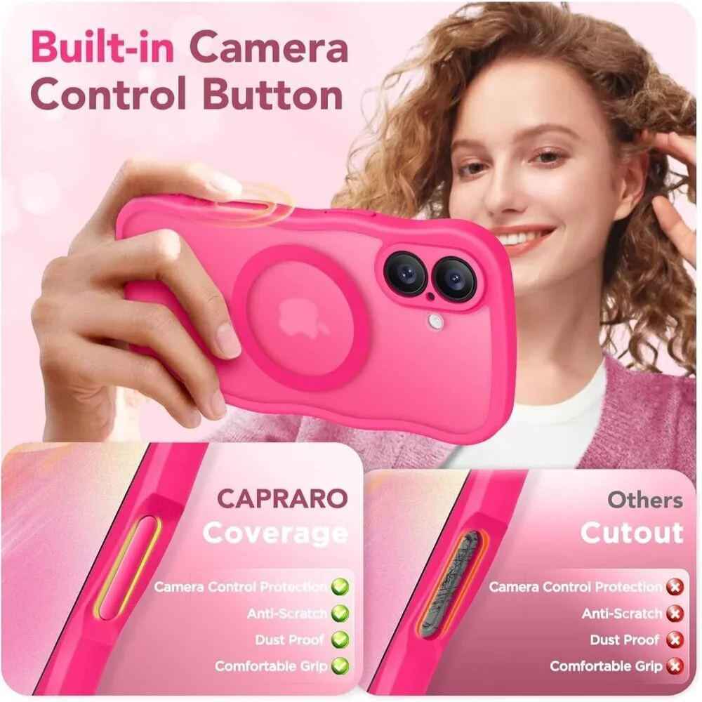 Women Hot Pink Iphone 17 Pro Max Case Full Camera Protection Mag Safe